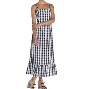 J. Crew Navy and White Gingham Sundress with Ruffle Hem